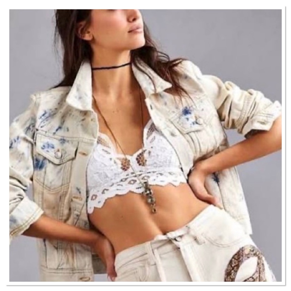 Free People Rumors Denim Tie Dye Jacket S